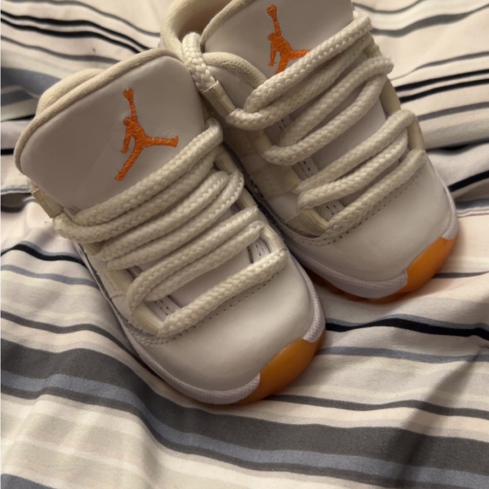 Jordan Kids White and Orange Sneakers